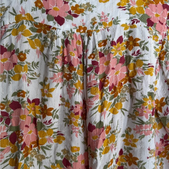 Joie Floral Metallic Peasant Top EUC XL Womens Relaxed Fit Cropped Blouse - Picture 13 of 13